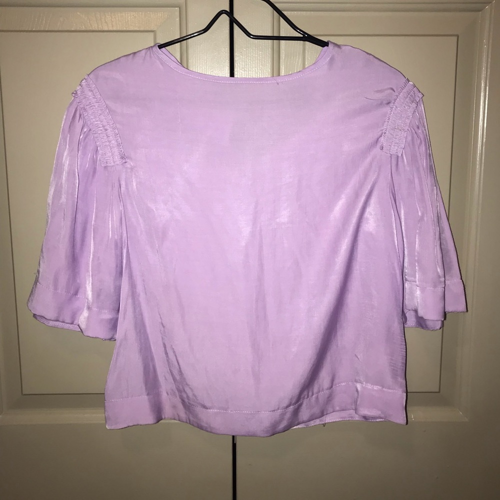 Silk blouse with bell sleeves